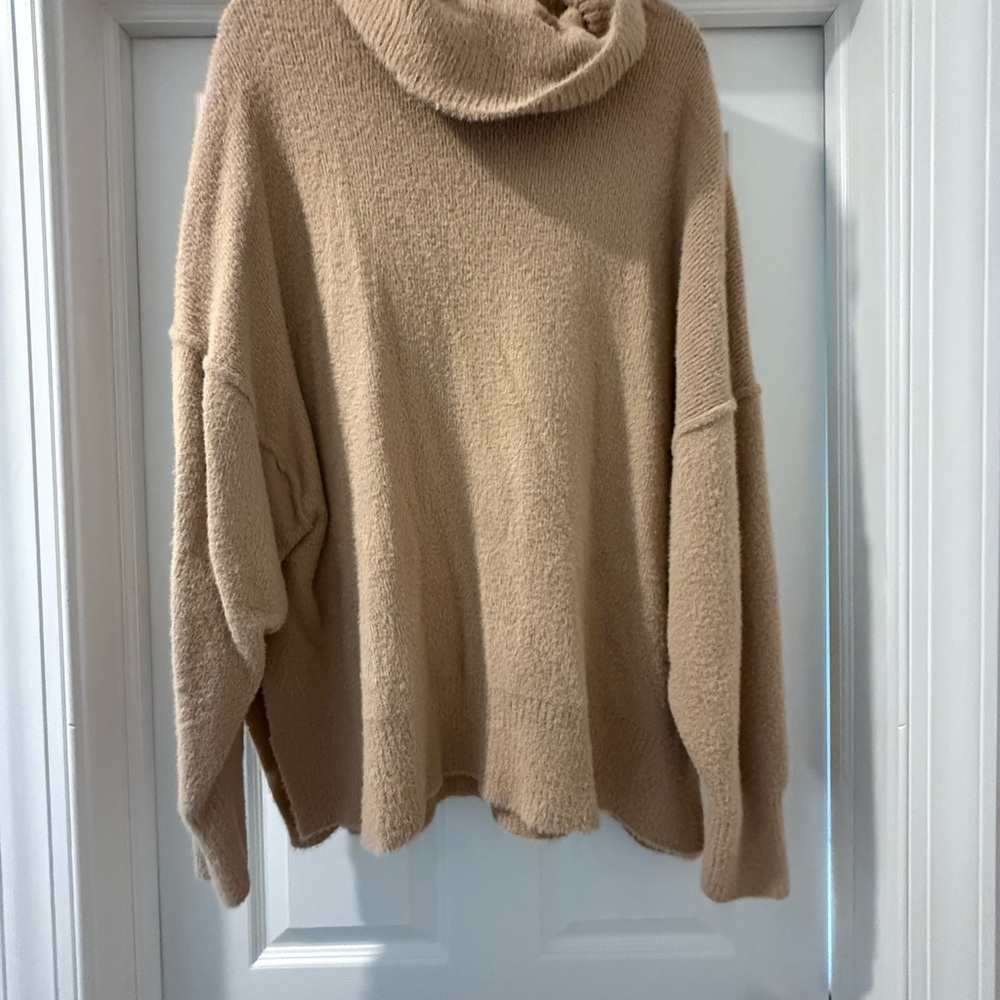 Aerie Soft Beige Cowl Neck Sweater